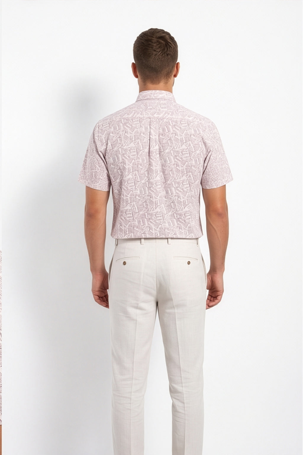 Americus Men's Printed Shirt Blush Pink Geometric Abstract Print