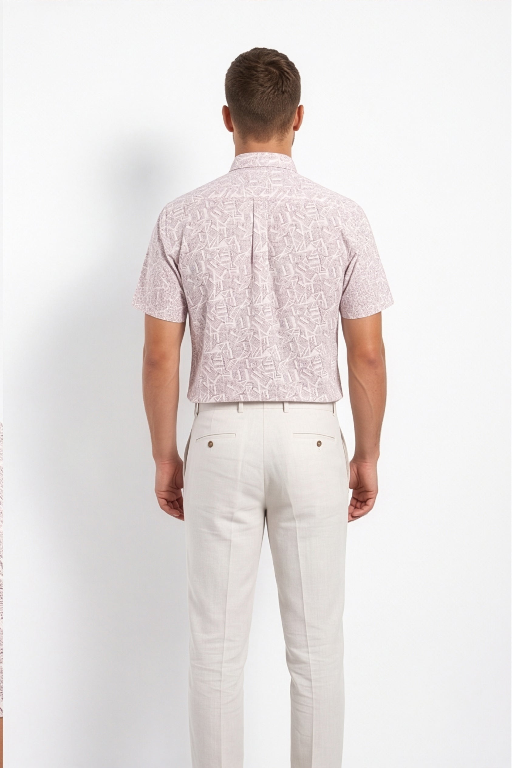 Americus Men's Printed Shirt Blush Pink Geometric Abstract Print