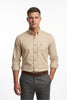 Americus Men's Printed Shirt Sand Beige Micro Ditsy Print Full Sleeve
