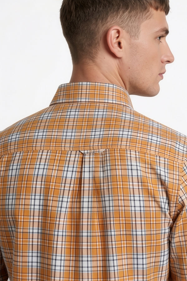 Americus Men's Cotton Check Shirt – Mustard