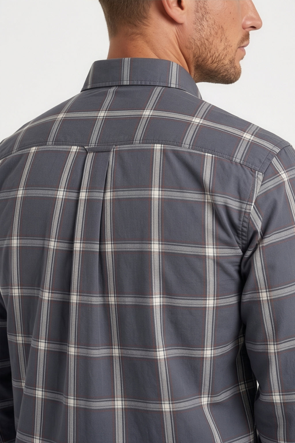 Americus Mens Cotton Check Shirt Charcoal Grey