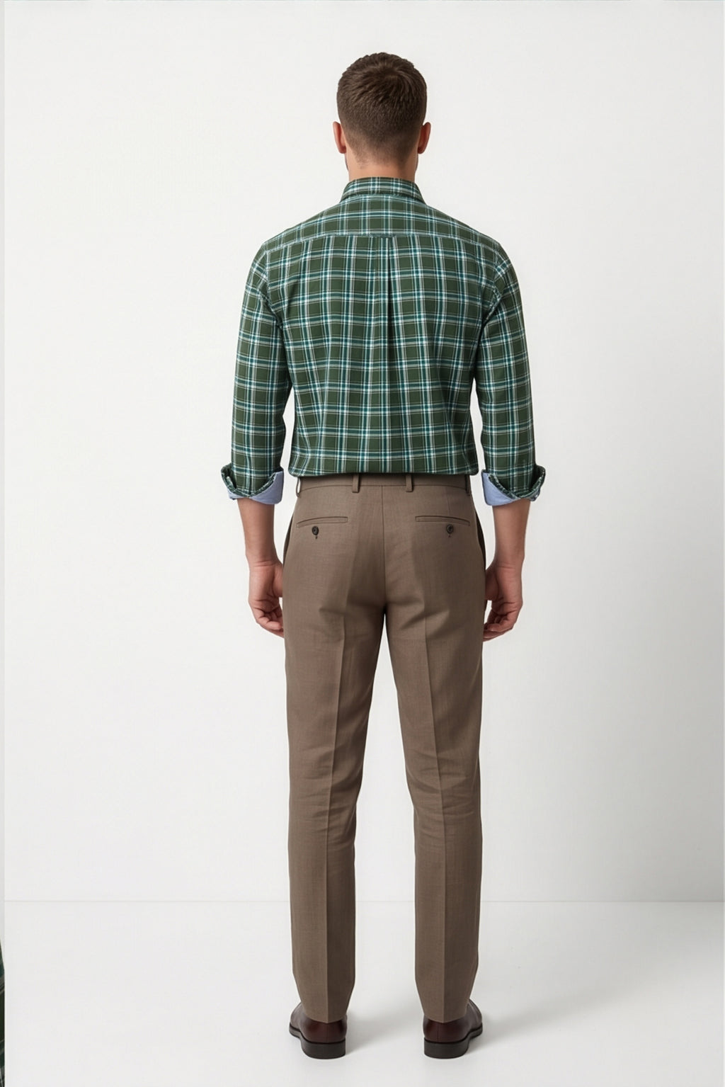 Americus Mens Cotton Check Shirt Forest Green Teal