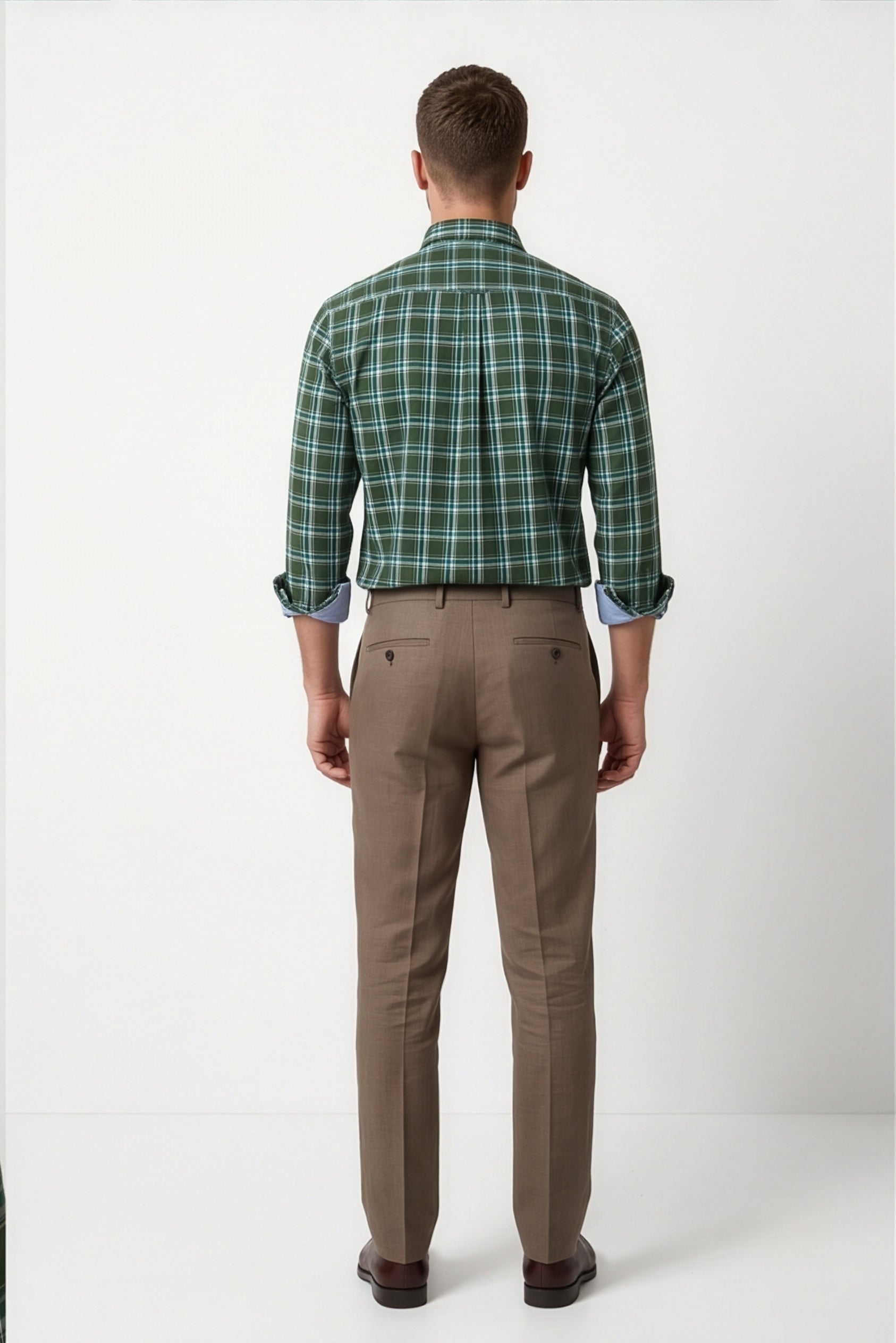 Americus Mens Cotton Check Shirt Forest Green Teal