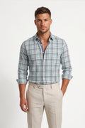 Americus Mens Cotton Check Shirt Mint Navy