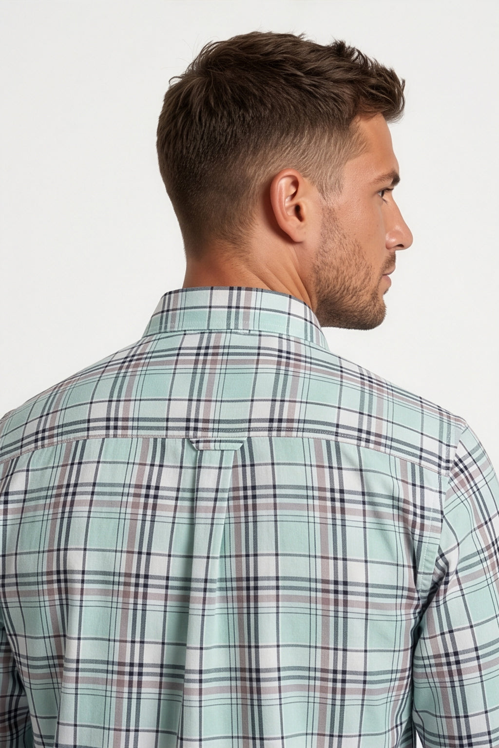 Americus Mens Cotton Check Shirt Mint Navy