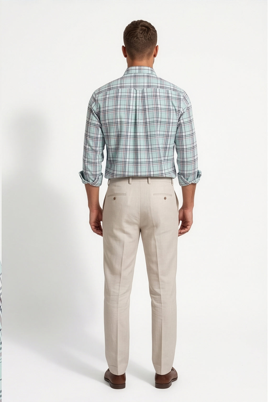 Americus Mens Cotton Check Shirt Mint Navy