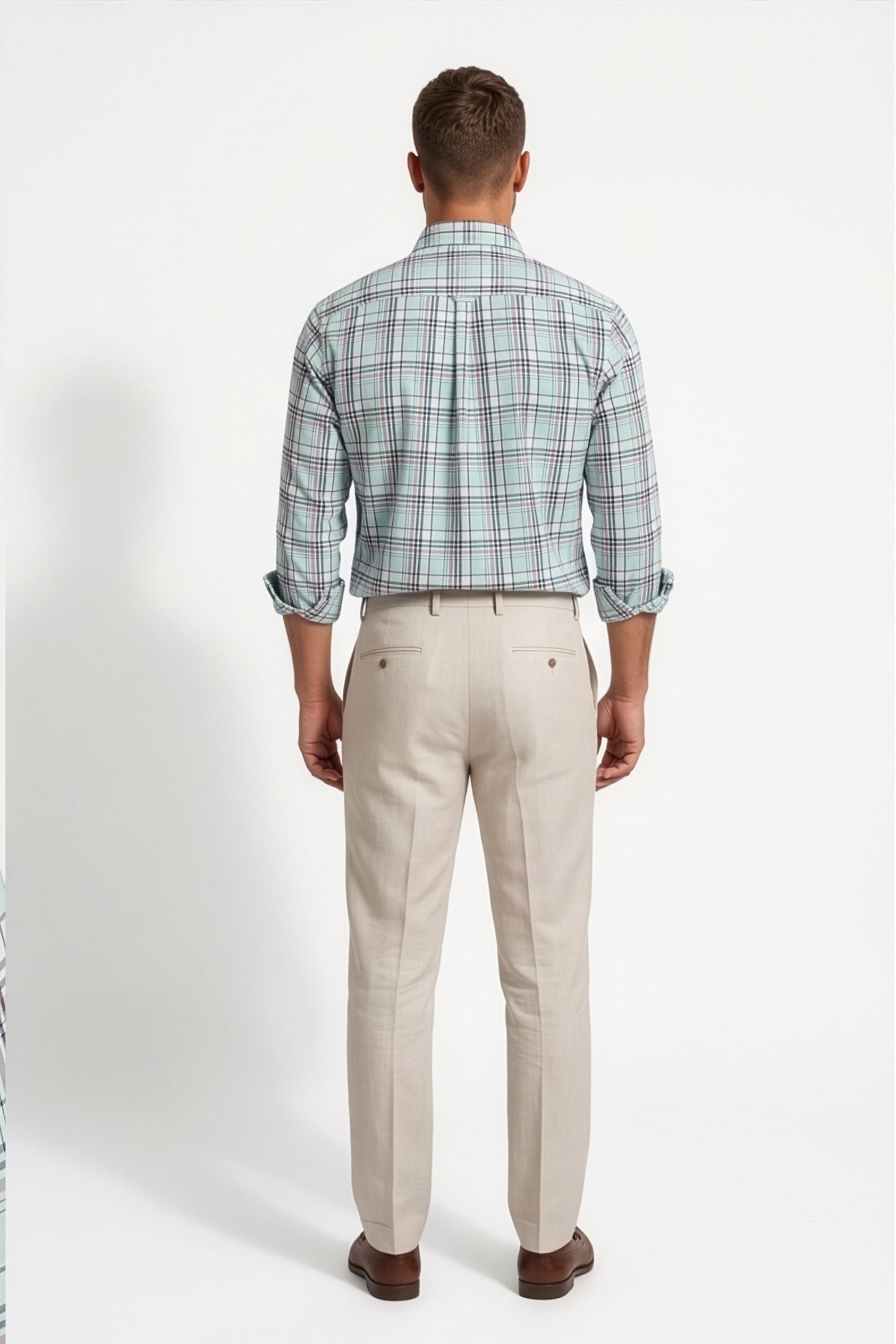Americus Mens Cotton Check Shirt Mint Navy