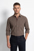 Americus Mens Cotton Check Shirt Khaki Brown