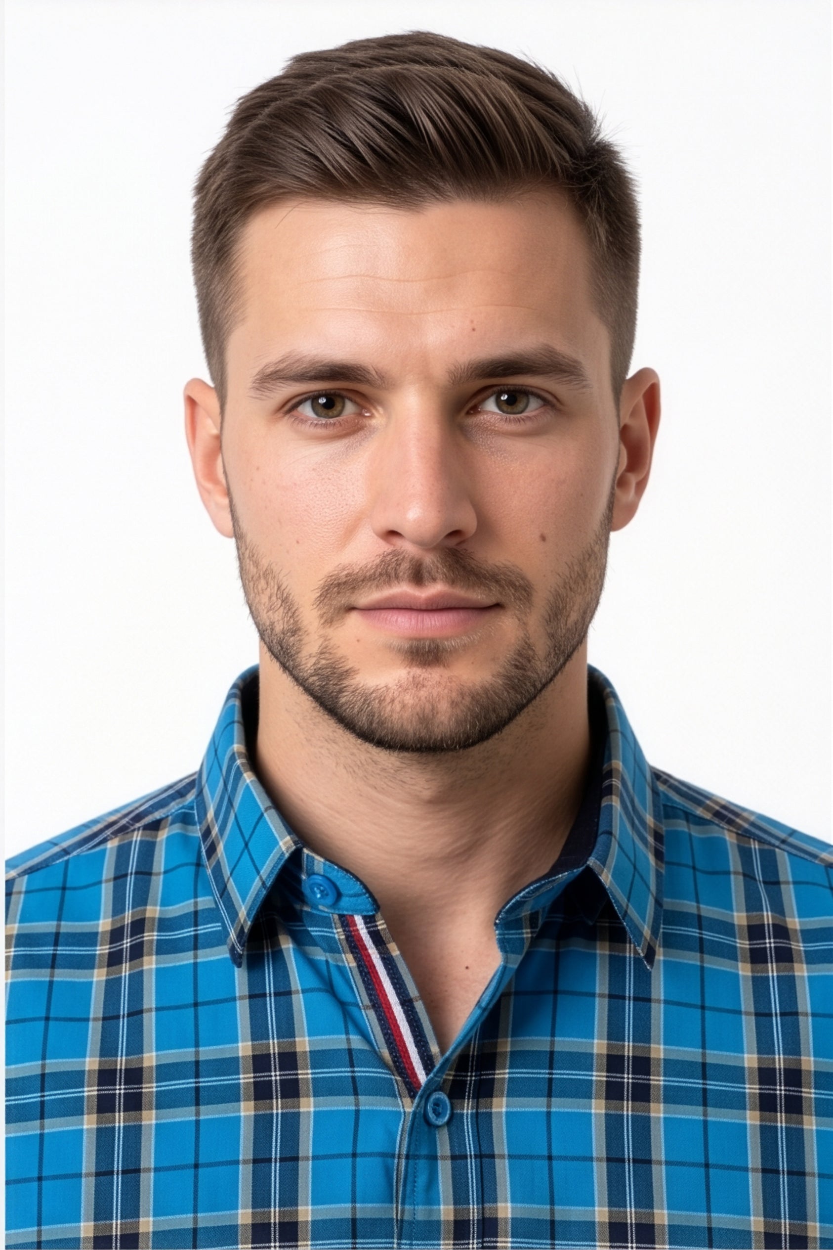 Americus Mens Cotton Check Shirt Sky Blue Navy