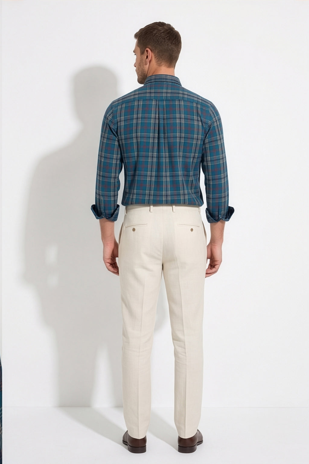 Americus Mens Cotton Check Shirt Teal Tartan