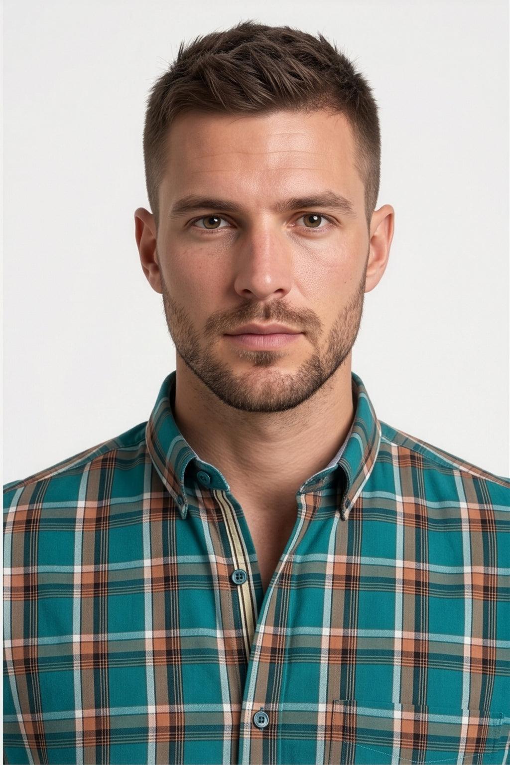 Americus Men's Cotton Check Shirt – Teal