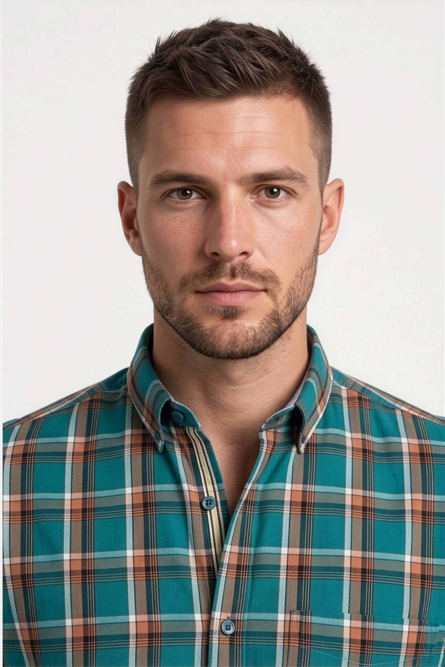 Americus Men's Cotton Check Shirt – Teal
