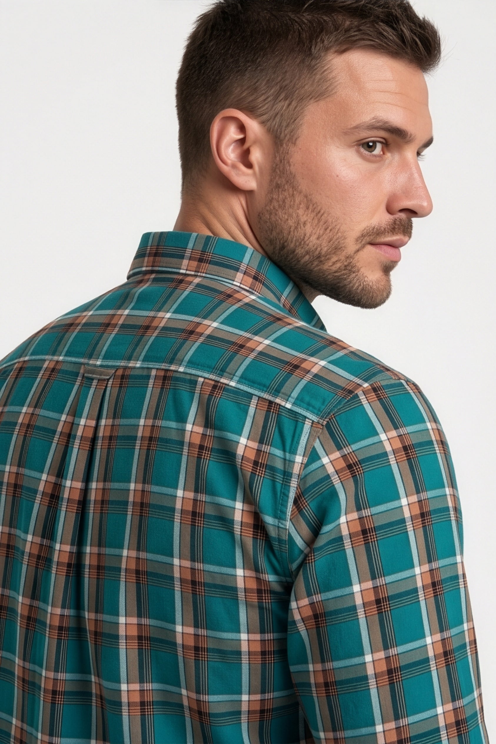 Americus Men's Cotton Check Shirt – Teal