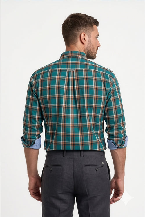 Americus Men's Cotton Check Shirt – Teal