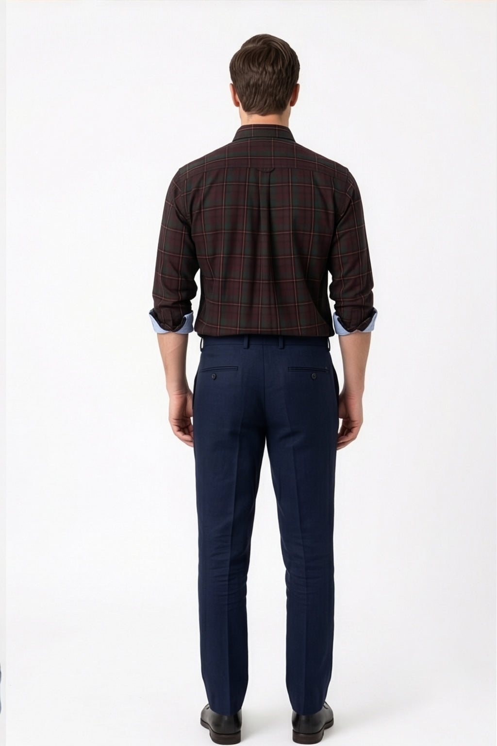 Americus Mens Cotton Check Shirt Burgundy Forest Green Tartan