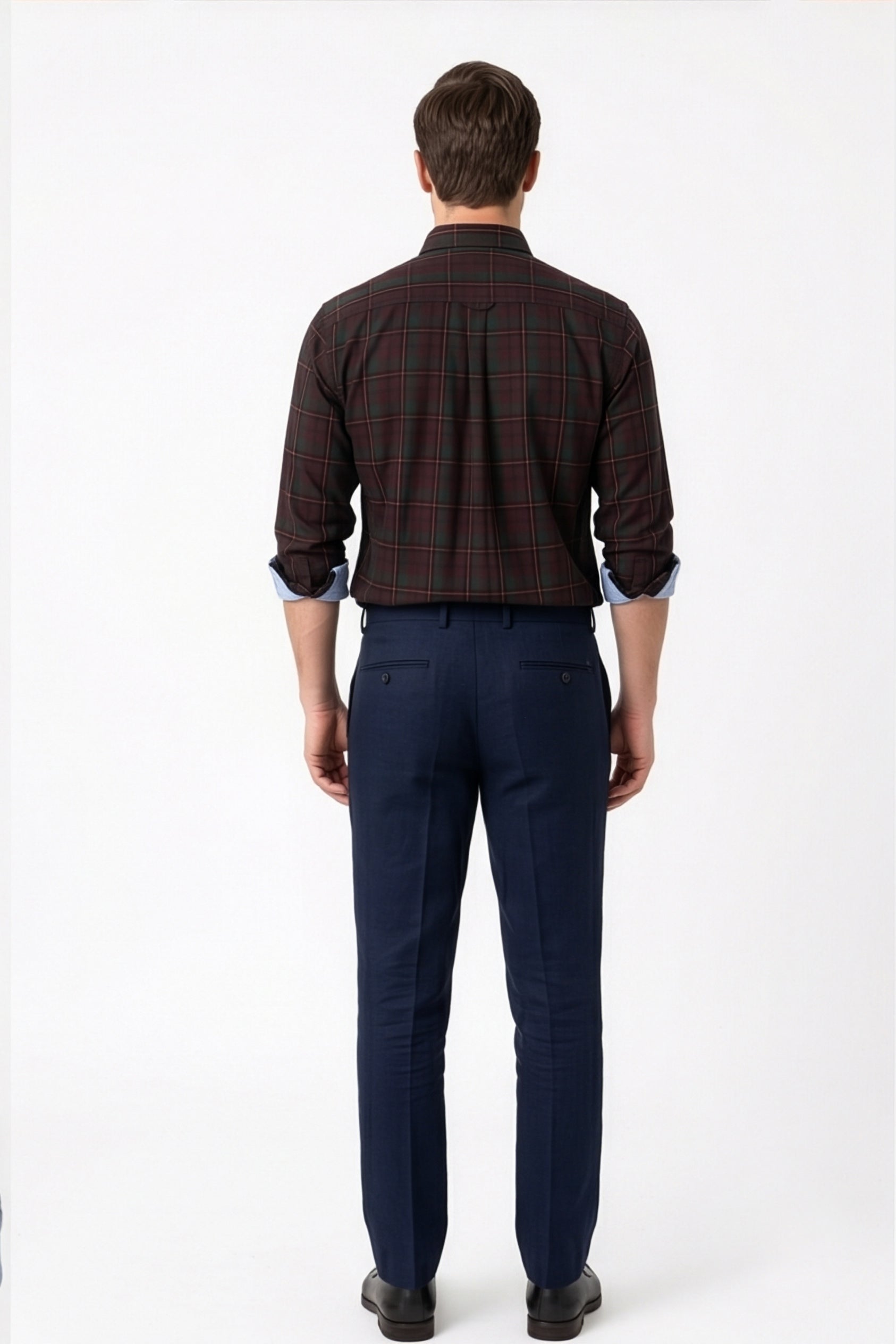 Americus Mens Cotton Check Shirt Burgundy Forest Green Tartan