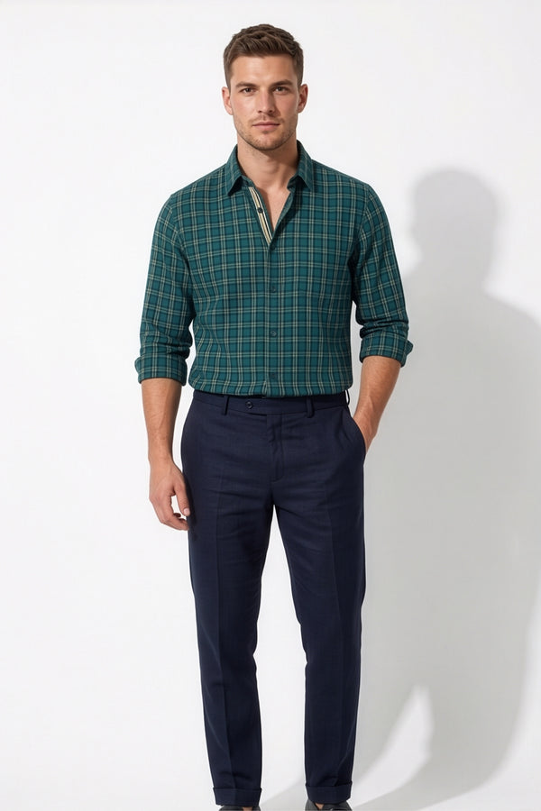 Americus Men's Cotton Check Shirt – Dark Green