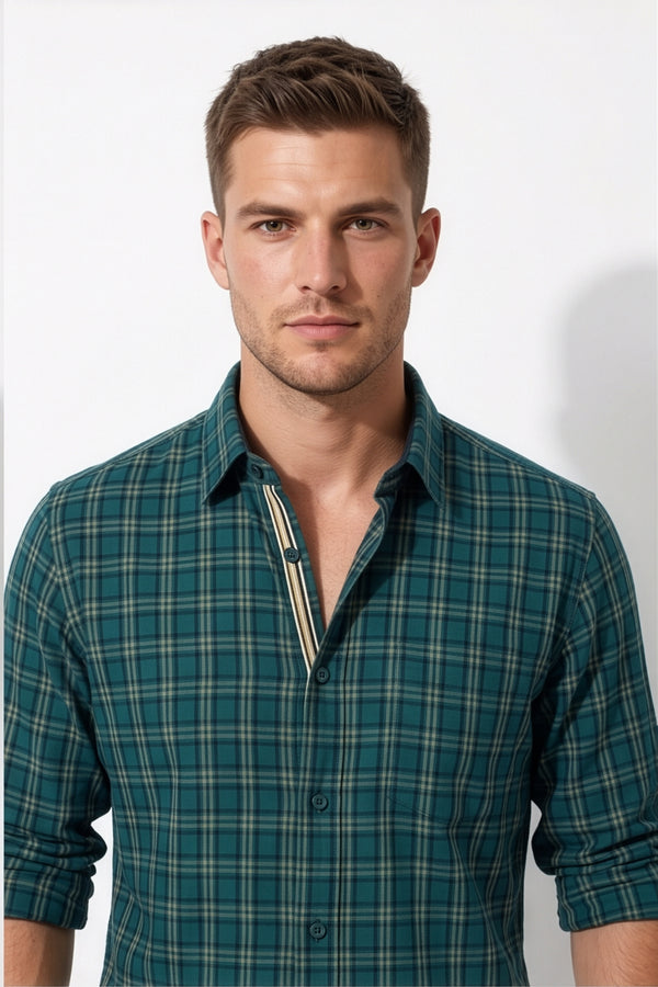 Americus Men's Cotton Check Shirt – Dark Green