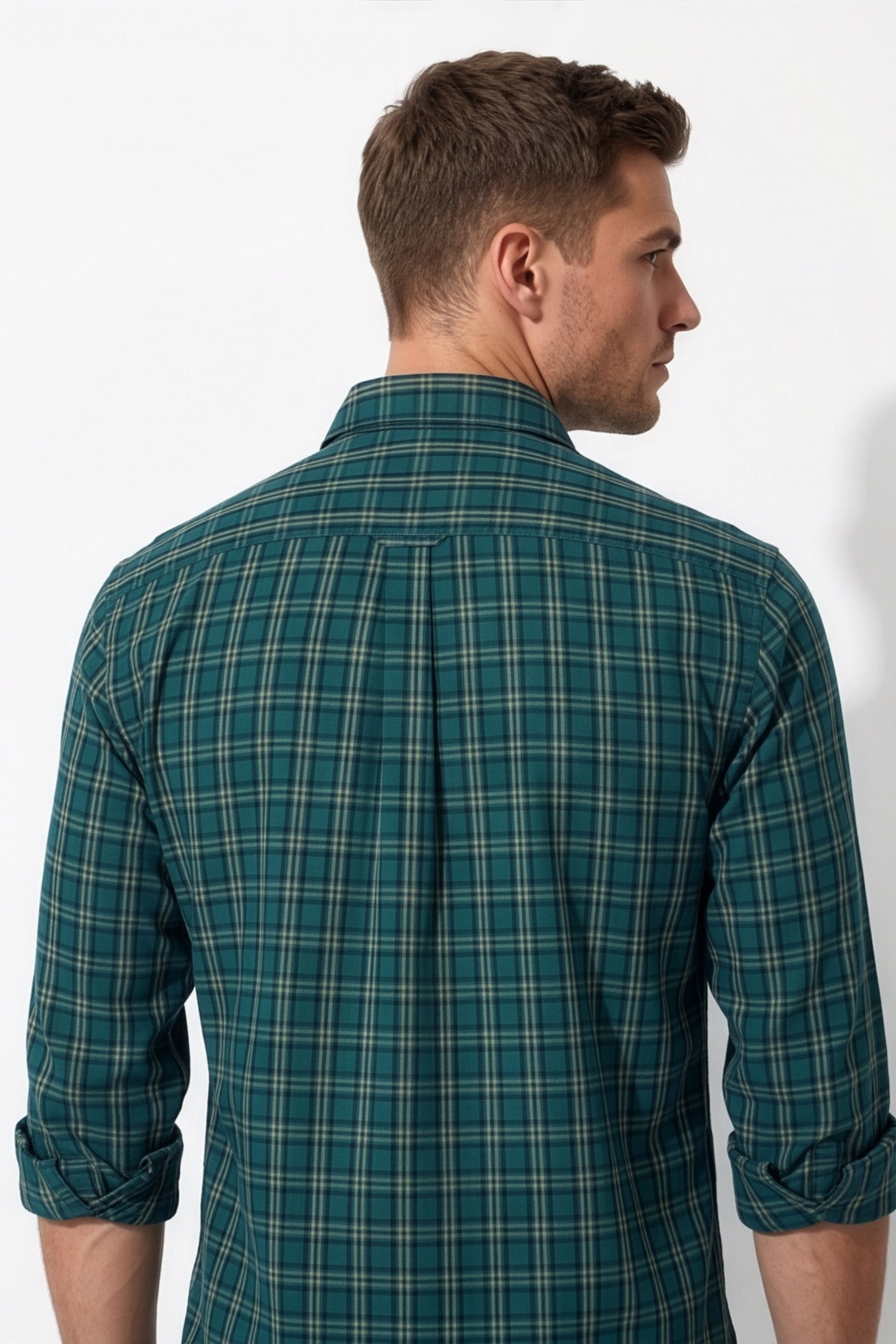 Americus Men's Cotton Check Shirt – Dark Green