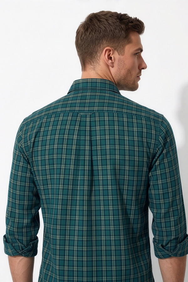 Americus Men's Cotton Check Shirt – Dark Green