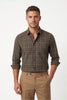 Americus Men's Cotton Check Shirt – Olive Brown