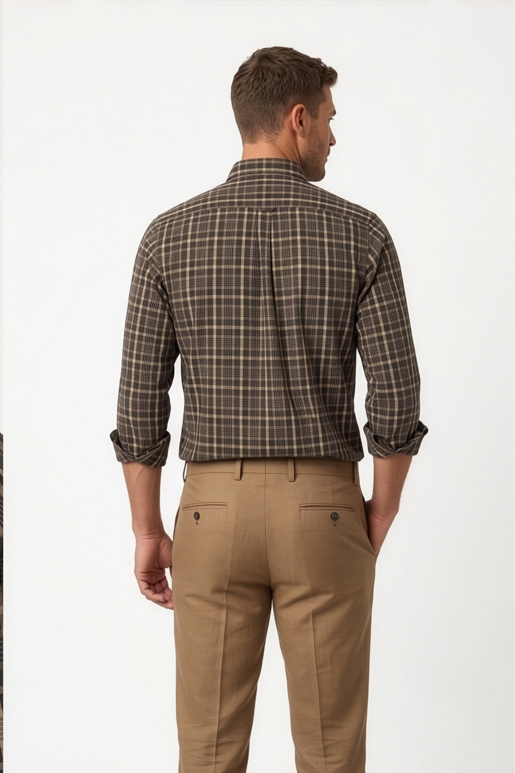 Americus Men's Cotton Check Shirt – Olive Brown