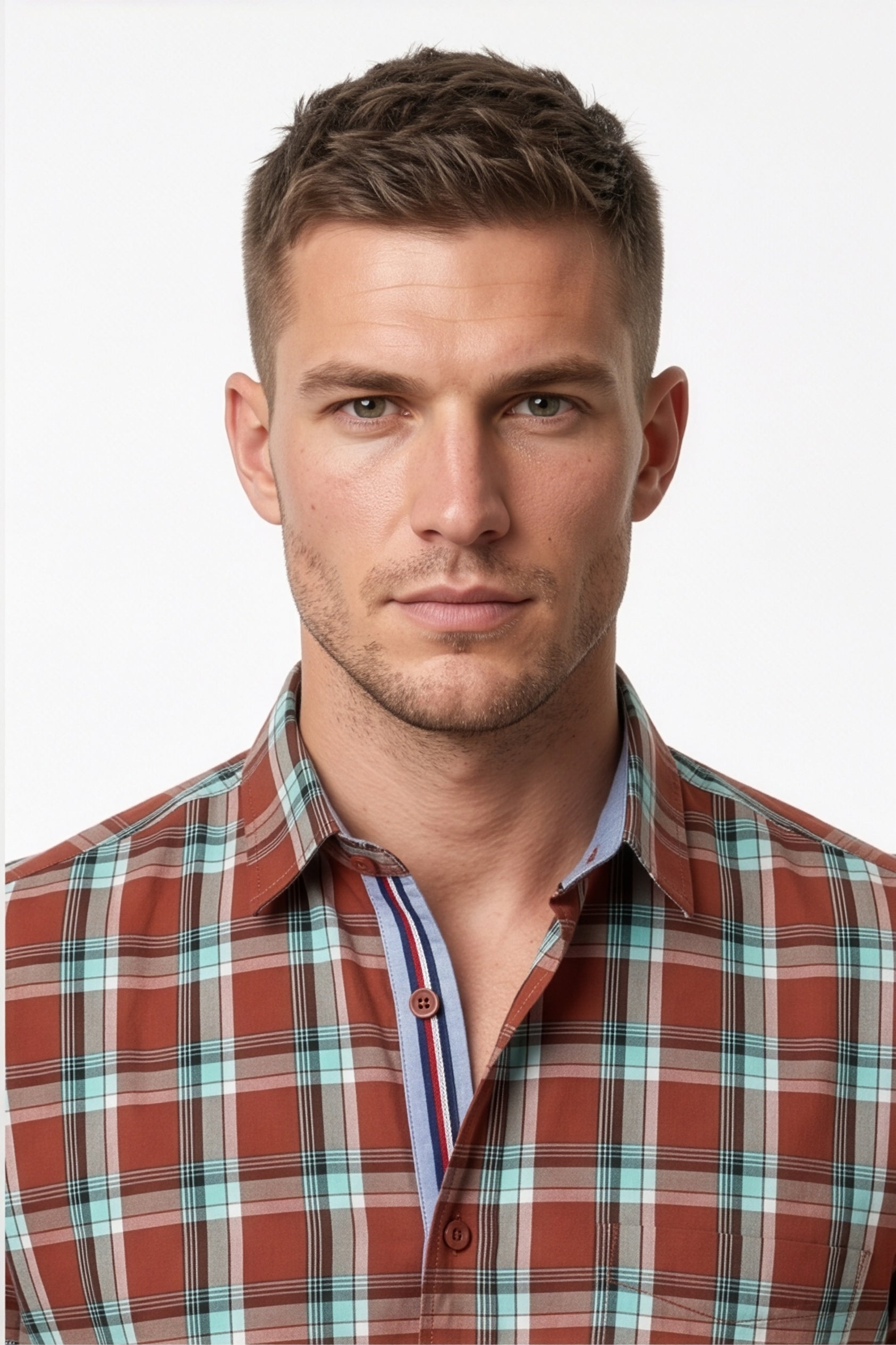 Americus Men's Cotton Check Shirt – Rust Mint