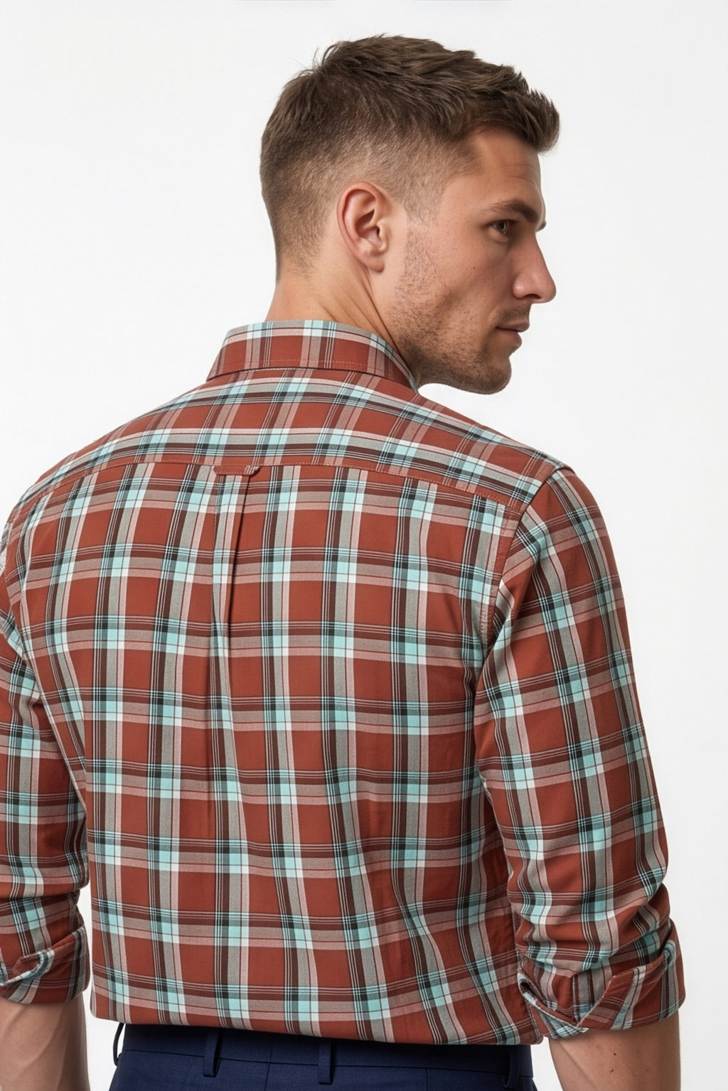 Americus Men's Cotton Check Shirt – Rust Mint