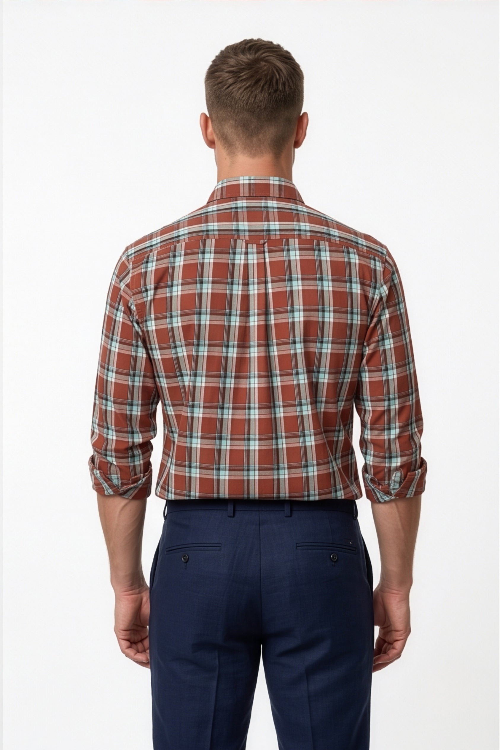 Americus Men's Cotton Check Shirt – Rust Mint