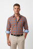 Americus Men's Cotton Check Shirt – Rust Blue