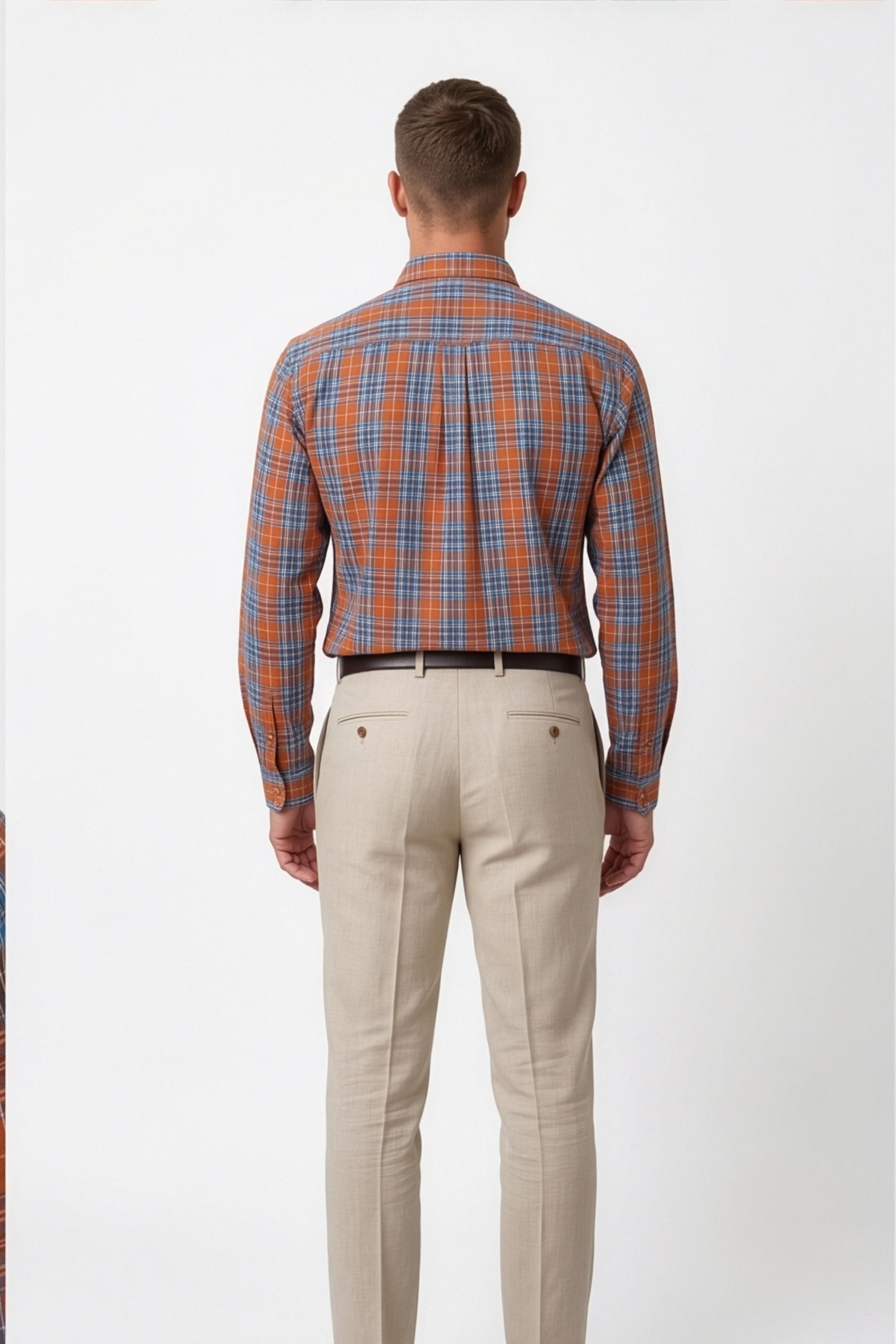 Americus Men's Cotton Check Shirt – Rust Blue