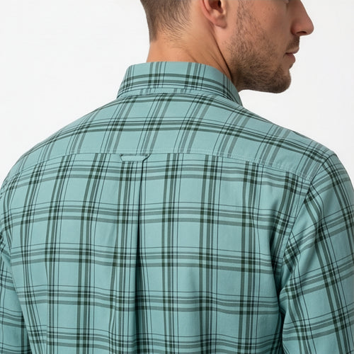 Americus Men's Cotton Check Shirt - Sage Green
