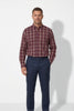 Americus Men's Plus Size Casual Shirt Deep Wine Cream Plaid