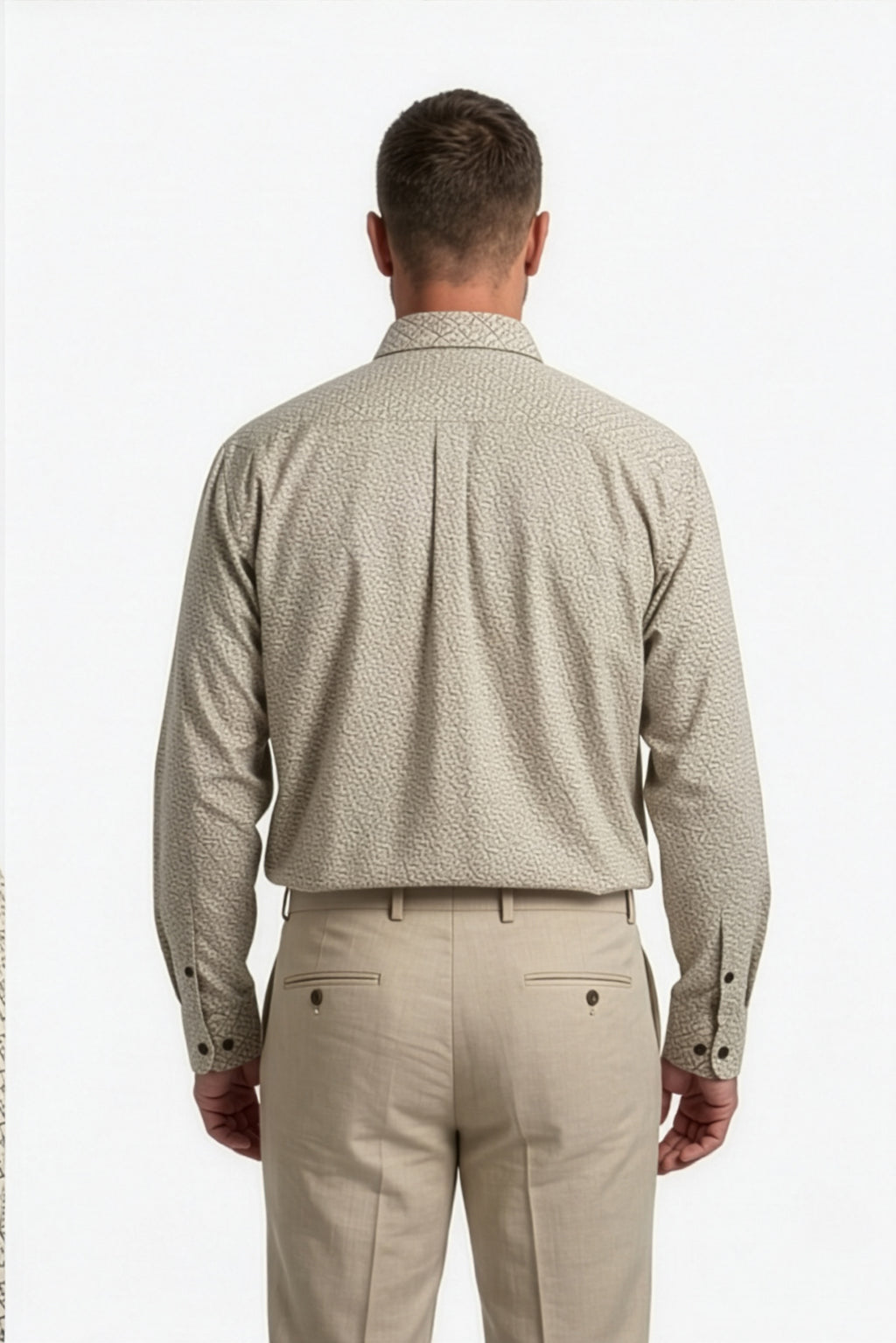 Americus Men's Plus Size Casual Shirt Sand Beige Geometric Triangle