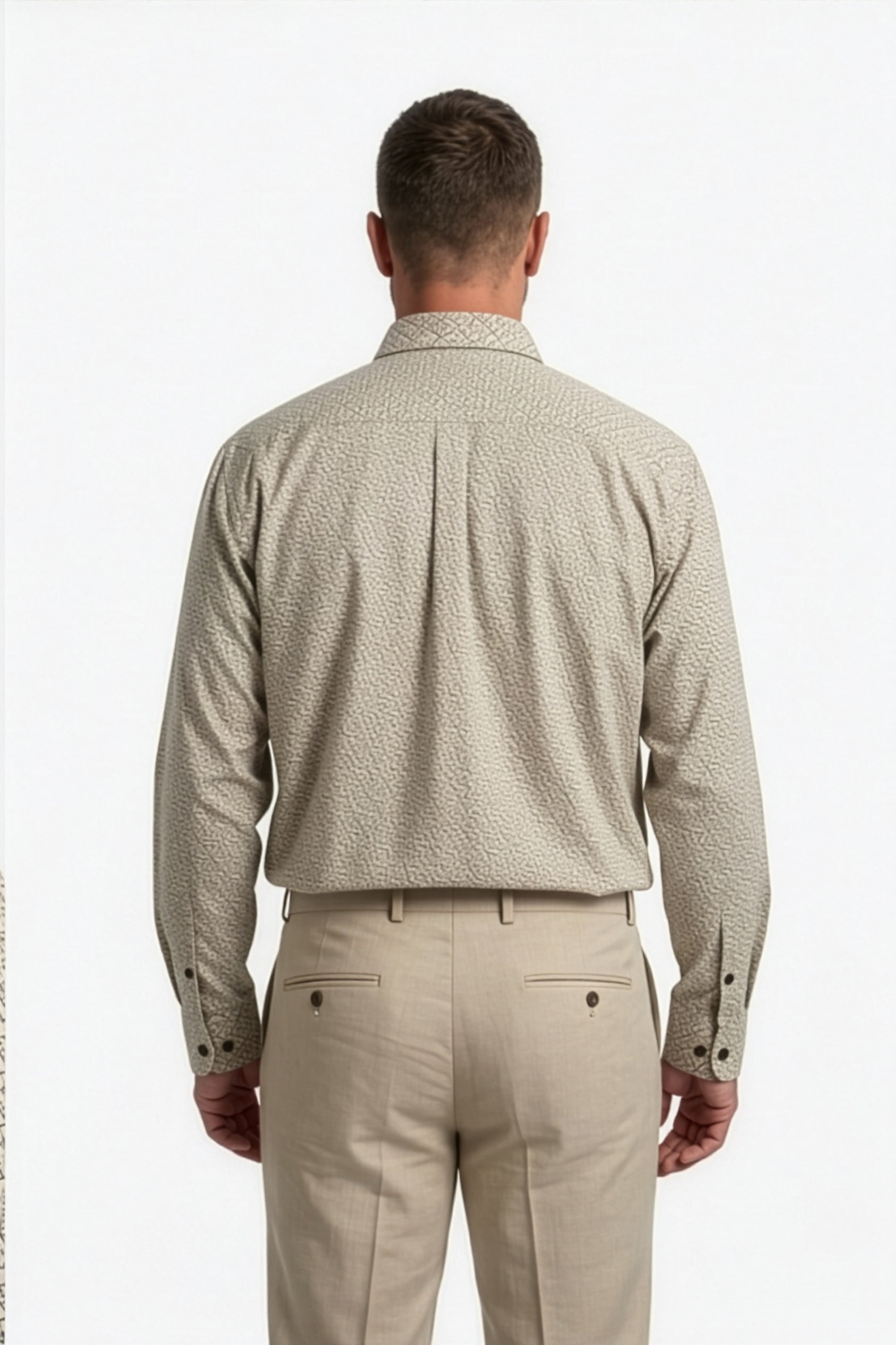 Americus Men's Plus Size Casual Shirt Sand Beige Geometric Triangle