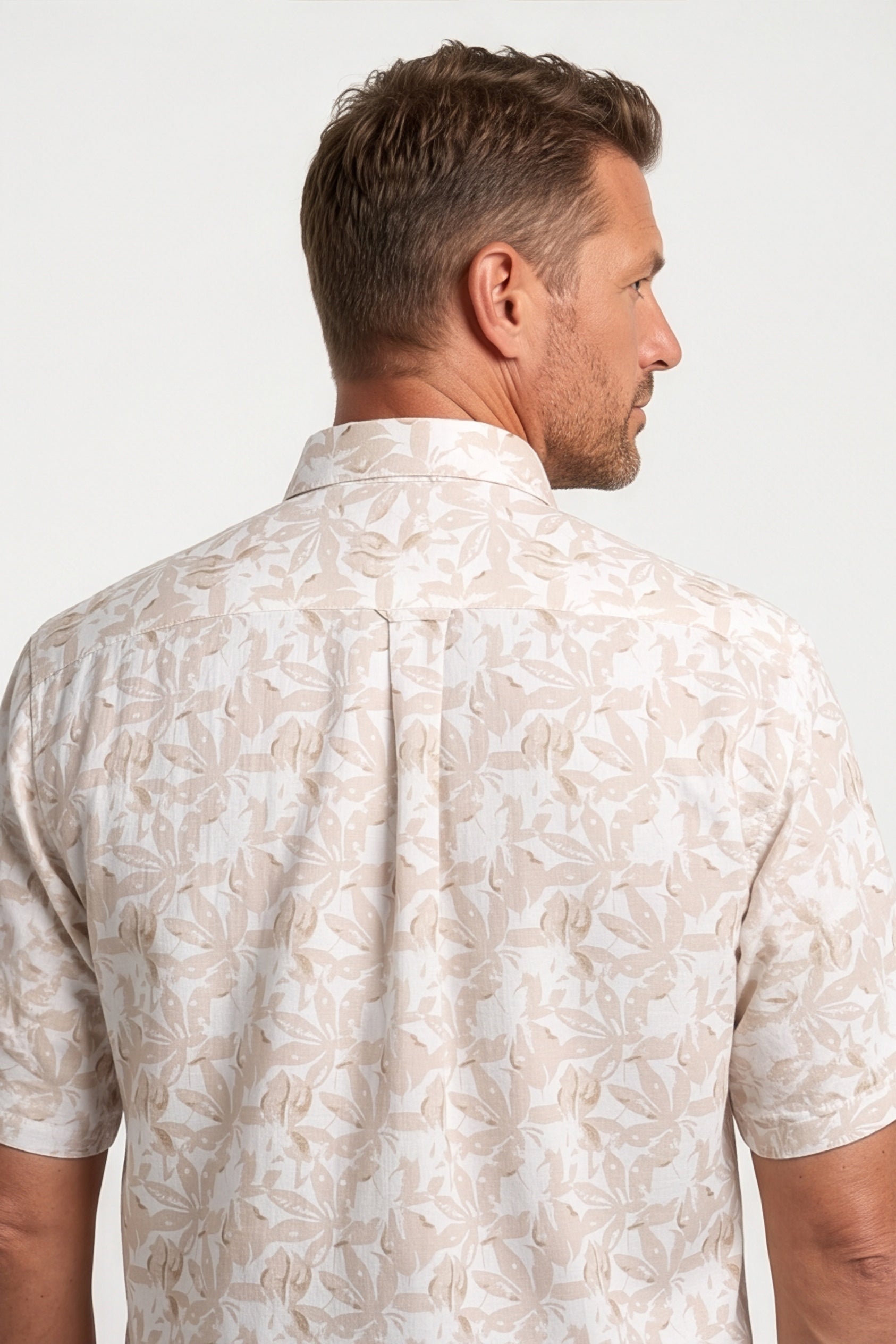 Americus Men's Plus Size Casual Shirt Ivory Sand Tonal Floral