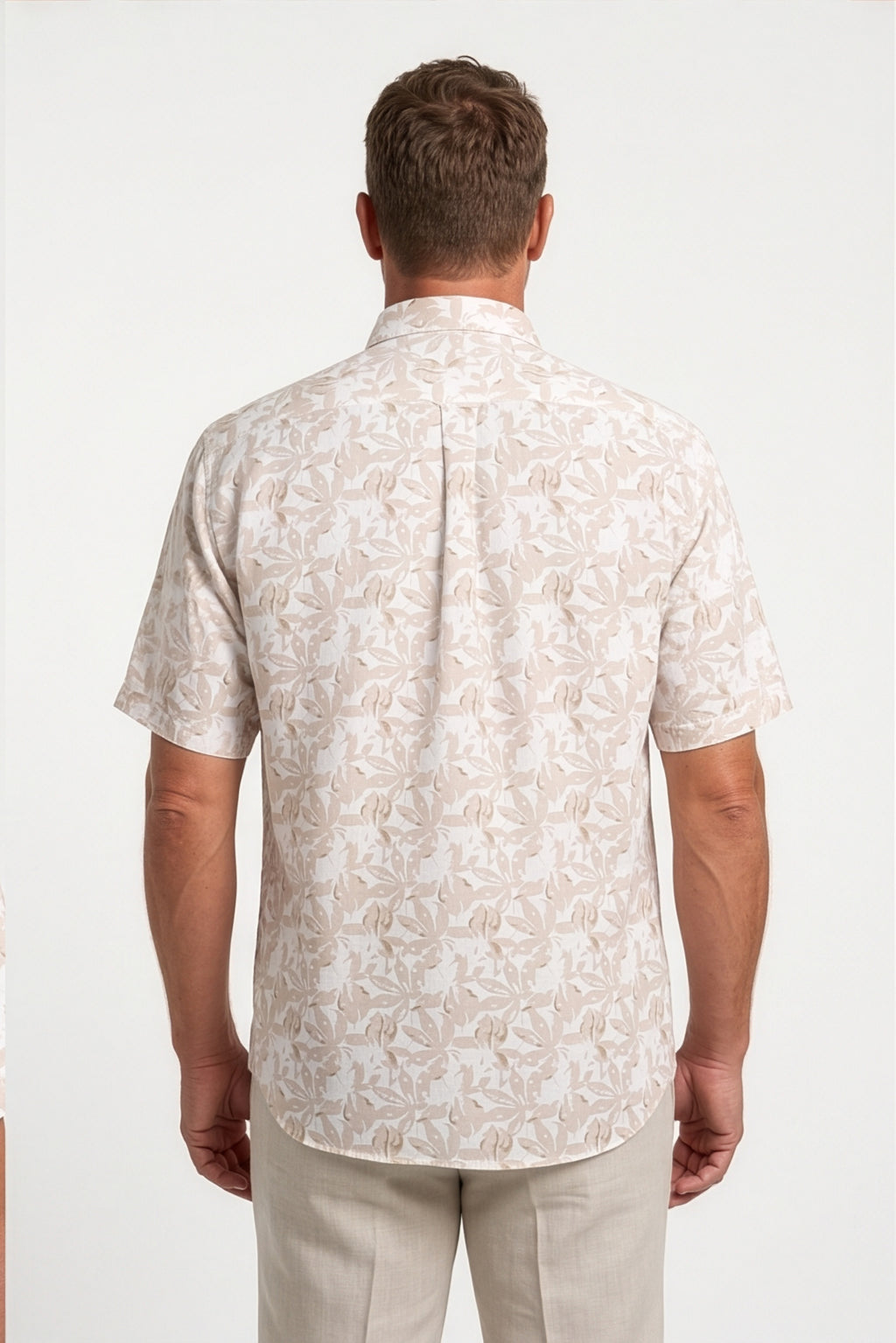 Americus Men's Plus Size Casual Shirt Ivory Sand Tonal Floral