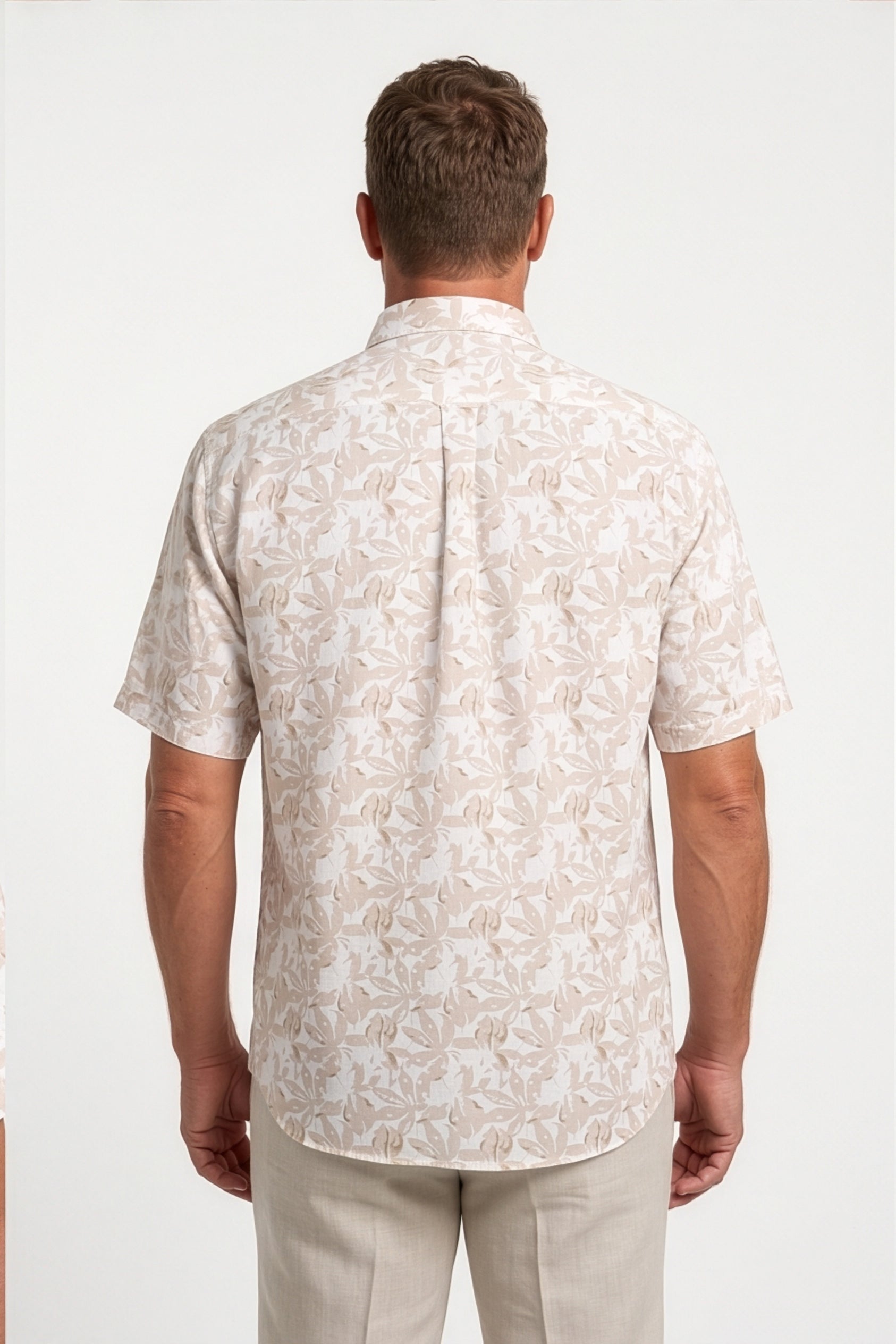 Americus Men's Plus Size Casual Shirt Ivory Sand Tonal Floral