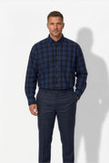 Americus Men's Plus Size Casual Shirt Midnight Navy Black Watch Tartan
