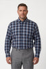 Americus Men's Plus Size Casual Shirt Navy Steel Blue Large Tartan