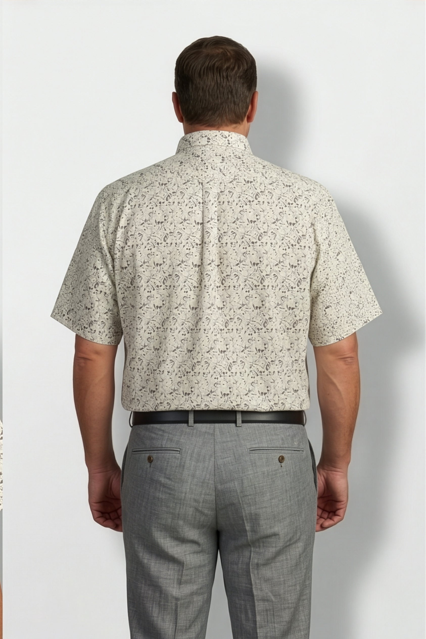 Americus Men's Plus Size Casual Shirt Cream Olive Botanical Scatter
