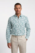 Americus Men's Plus Size Casual Shirt Mint Teal Abstract Palm