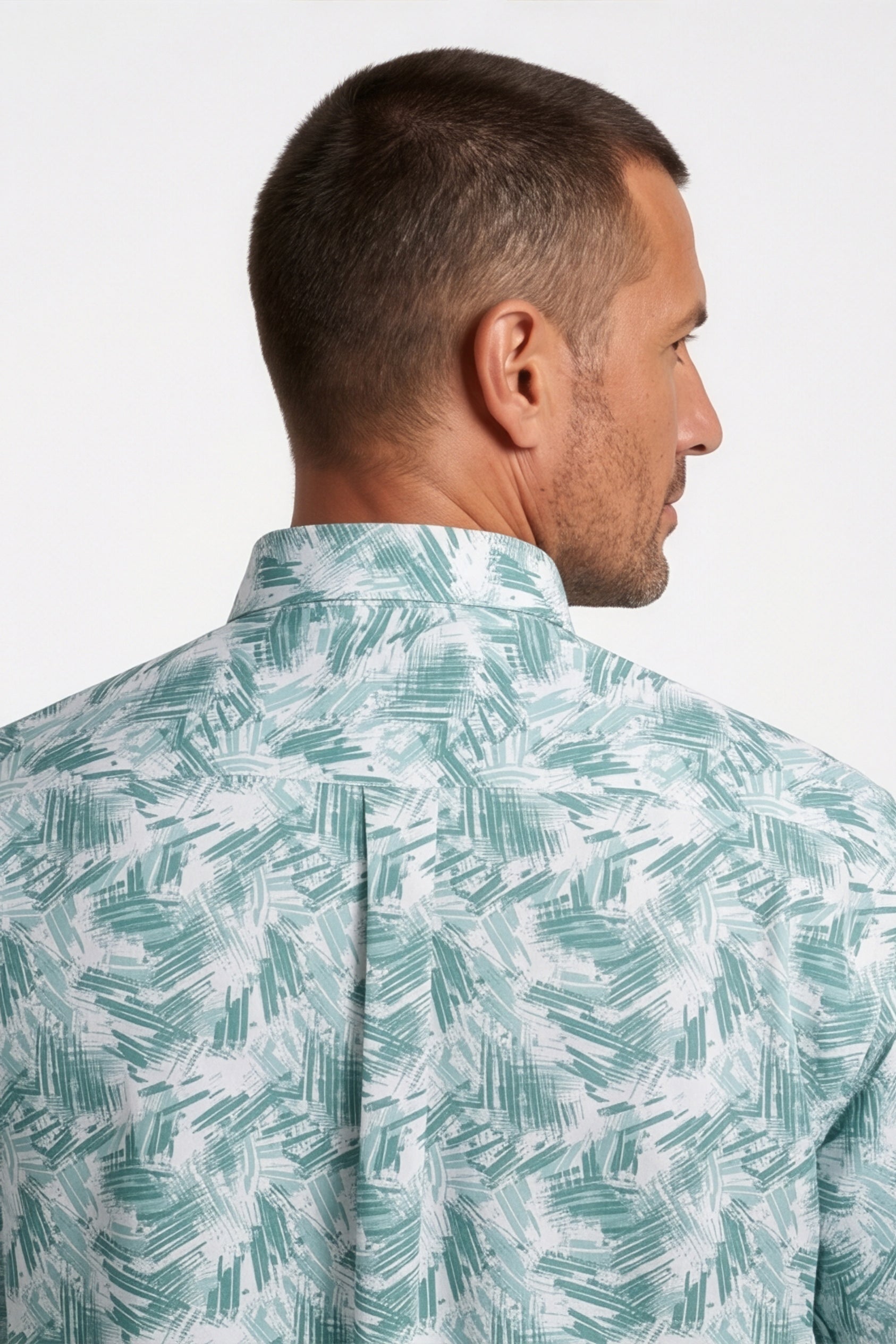 Americus Men's Plus Size Casual Shirt Mint Teal Abstract Palm
