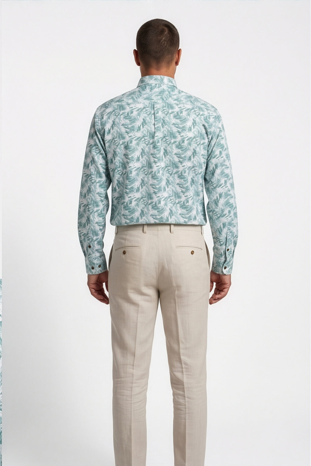Americus Men's Plus Size Casual Shirt Mint Teal Abstract Palm