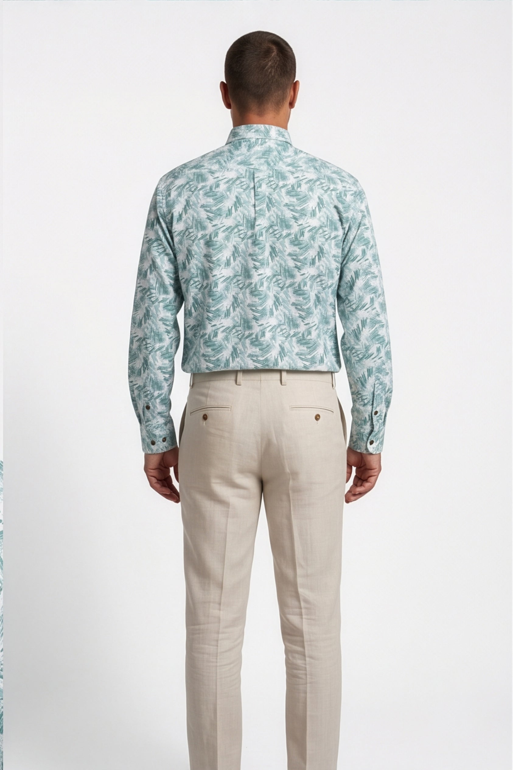 Americus Men's Plus Size Casual Shirt Mint Teal Abstract Palm