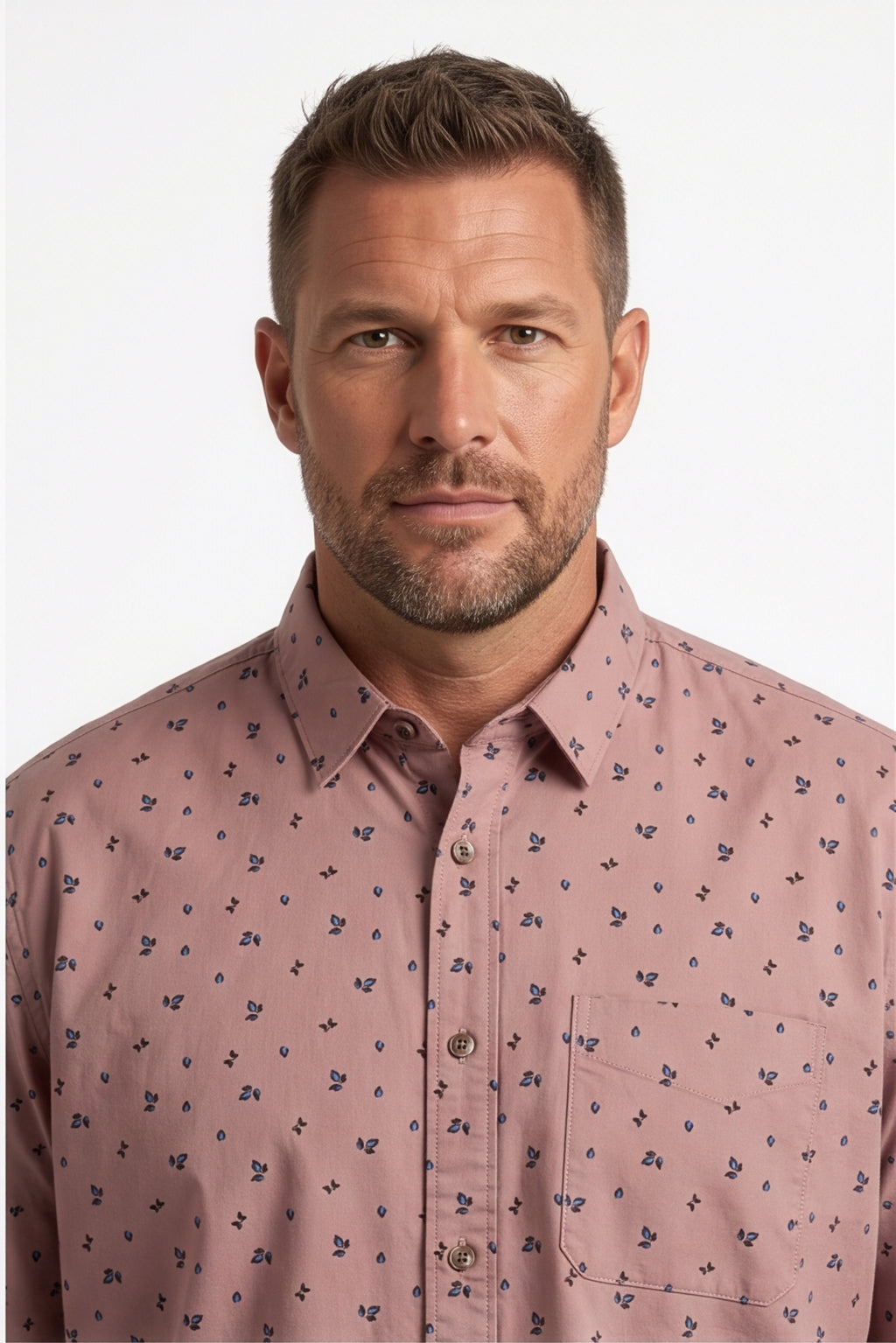 Americus Men's Plus Size Casual Shirt Dusty Rose Ditsy Floral