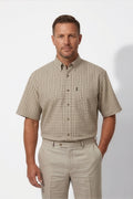 Americus Men's Plus Size Casual Shirt Sand Beige Micro Check