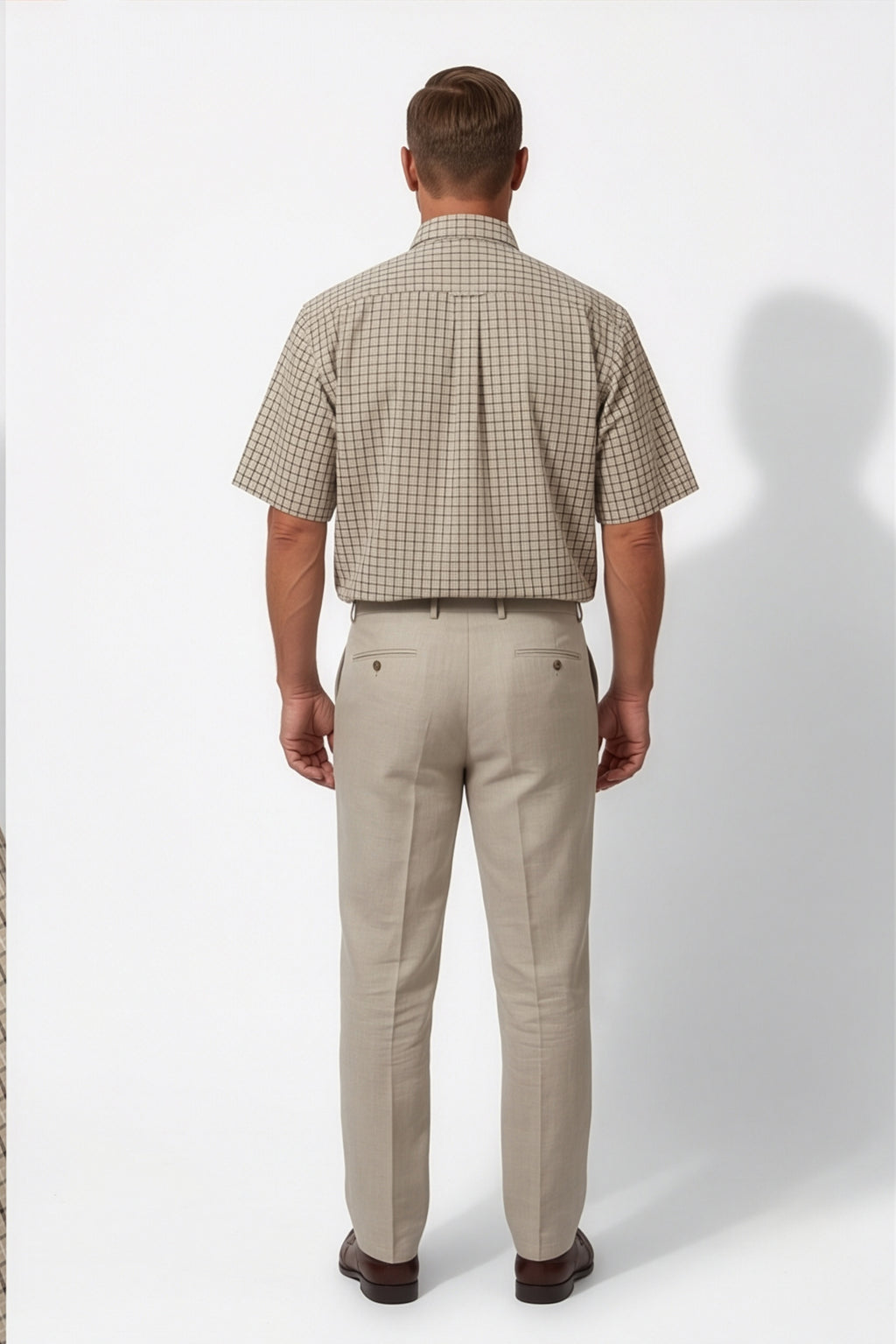 Americus Men's Plus Size Casual Shirt Sand Beige Micro Check