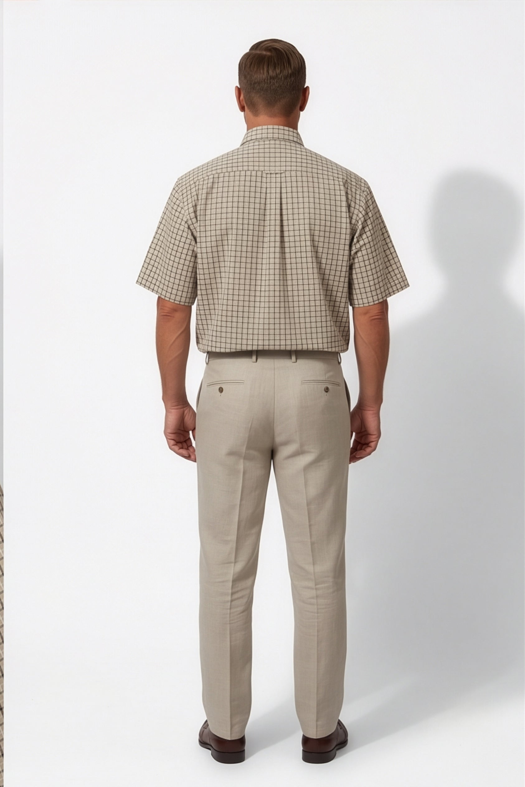 Americus Men's Plus Size Casual Shirt Sand Beige Micro Check