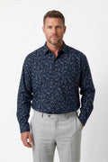 Americus Men's Plus Size Casual Shirt Navy Midnight Floral
